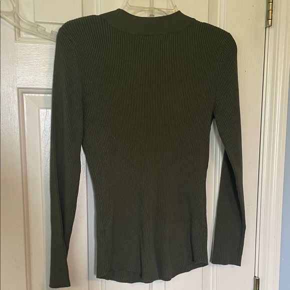 No Boundaries Olive Ribbed Lace-Up Top - Picture 3 of 3